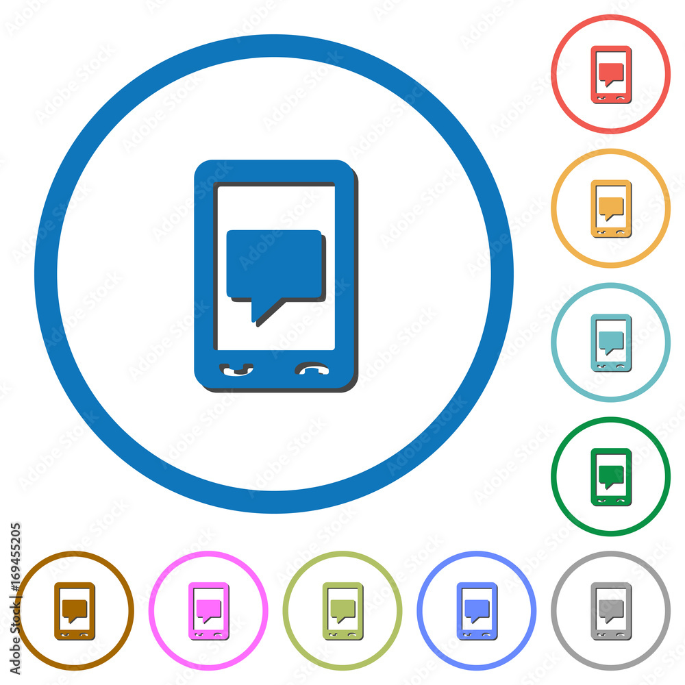 Mobile chat icons with shadows and outlines Mobile chat icons with shadows and outlines