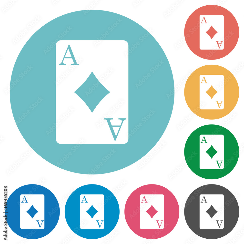 Ace of diamonds flat round icons Ace of diamonds flat round icons