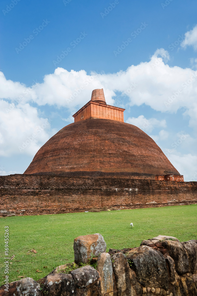 Jetavaranama dagoba, the largest stupa in Sri Lanka. Ancient ruins of Anuradhapura.