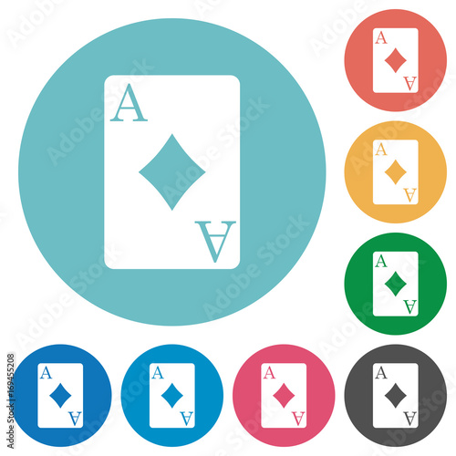Ace of diamonds flat round icons