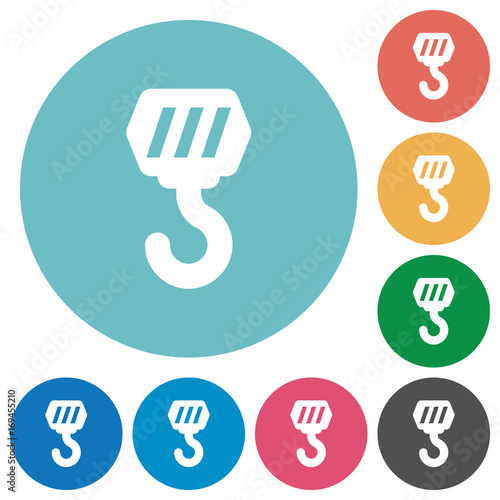 Construction hook flat round icons