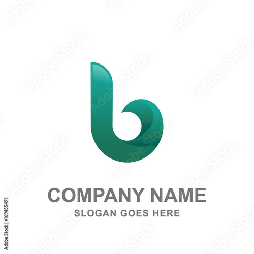 b letter curve abstract green logo 