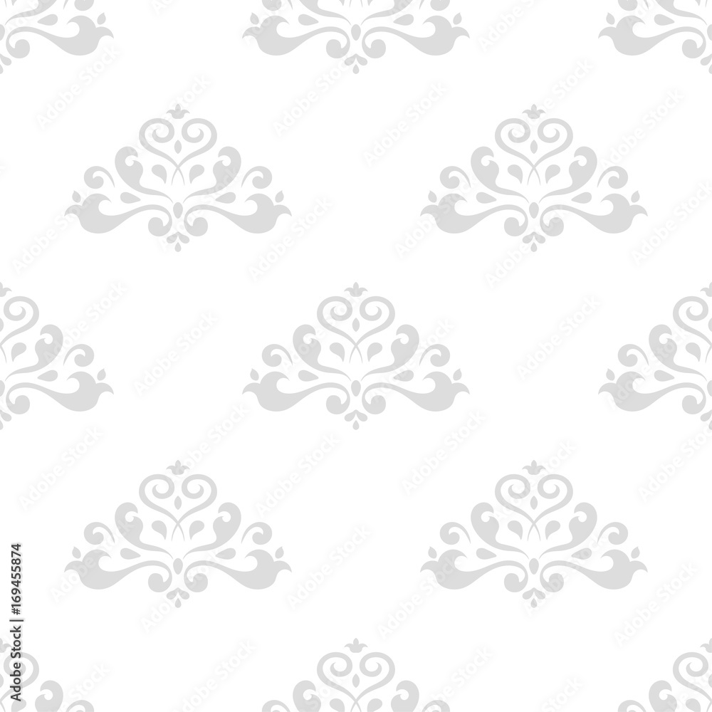 Light gray seamless pattern with wallpaper ornaments