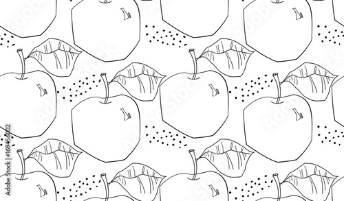 Rough abstract countered on white apples with leaf and dots