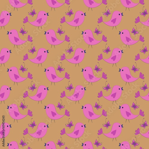 Seamless pattern with birds. illustration in cartoon style.