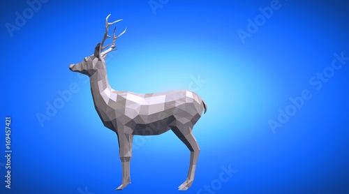 3d rendering of a reflective deer animal with beautiful horns