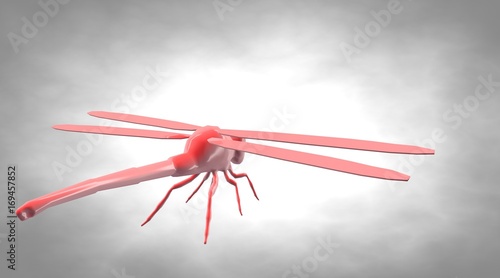 3d rendering of a reflective dragonfly insect flying in the air © Archmotion.net