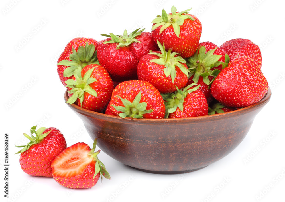 Strawberry in bowl isolated on white background Strawberry in bowl isolated on white background
