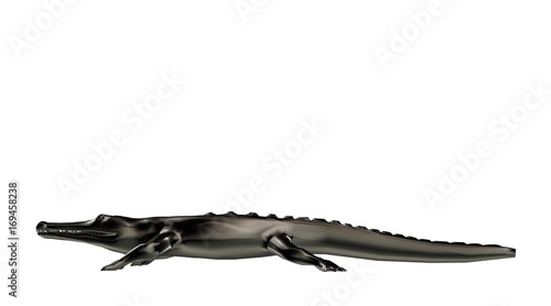 3d rendering of a scary reflective crocodile animal