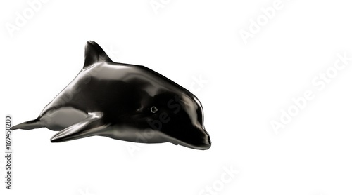 3d rendering of a reflective dolphine jumping in the air