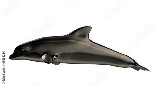 3d rendering of a reflective dolphine jumping in the air