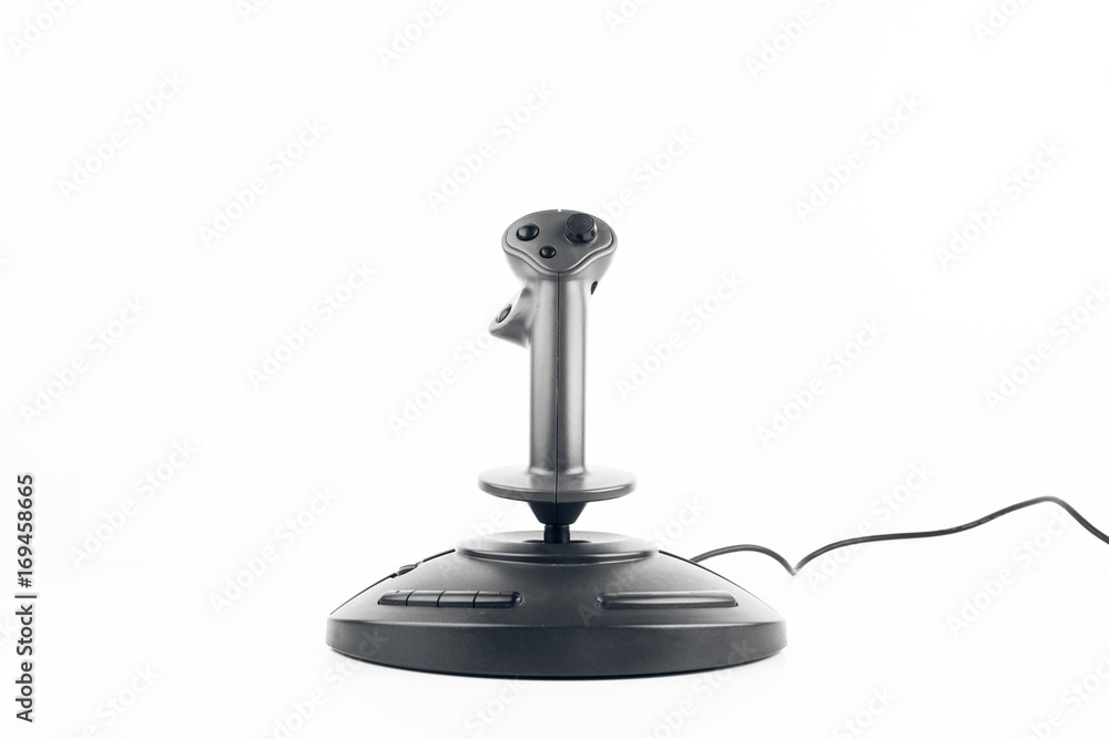 Gaming Joystick With Cable Isolated On White Background Gaming Joystick With Cable Isolated On White Background