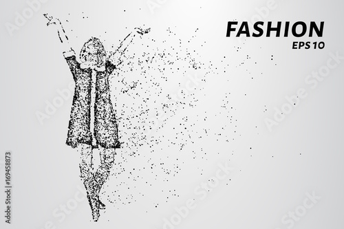 Fashion of particles. Model fashion show consists of dots and circles. Vector illustration