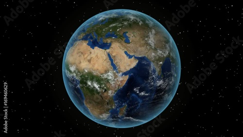 Senegal. 3D Earth in space - zoom in on Senegal outlined. Star sky background
