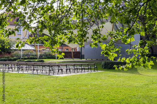 A park called Almedalen in the city Visby