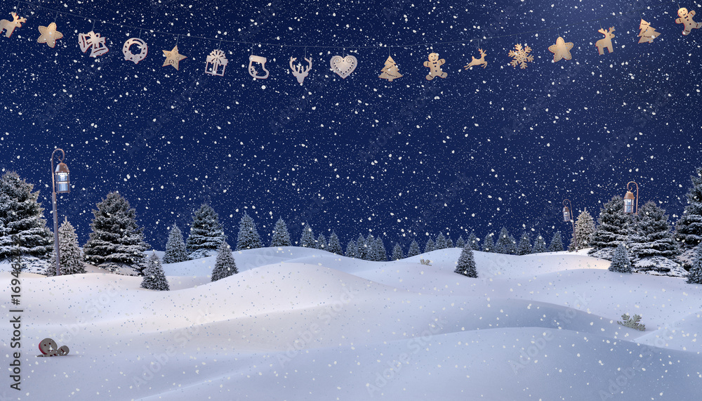 Winter Background 3D Rendering Winter Background 3D Rendering