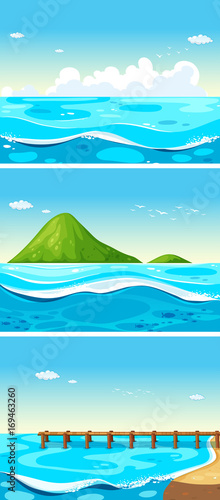Three scenes of ocean at daytime