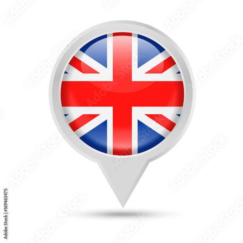 Free Download United Kingdom Flag Round Pin Vector Icon - GFXLoad