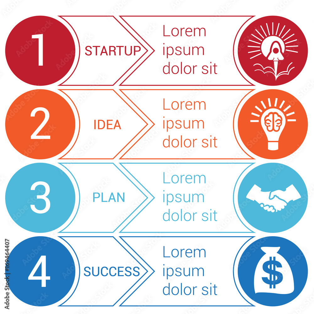 Startup bussines minimal infographic circles arrows 4 positions Startup bussines minimal infographic circles arrows 4 positions