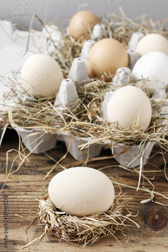 Eggs on hay