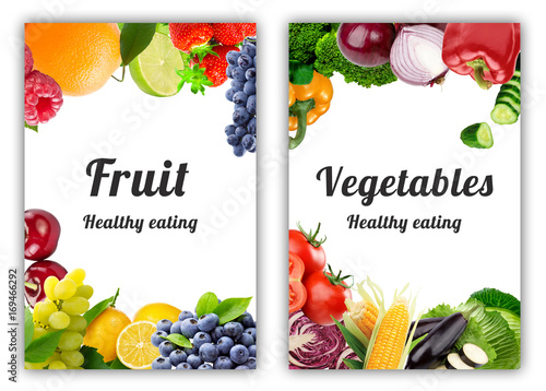 Fresh color fruits and vegetables. Healthy food concept