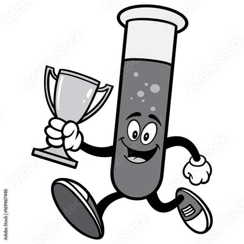 Test Tube Running with Trophy Illustration