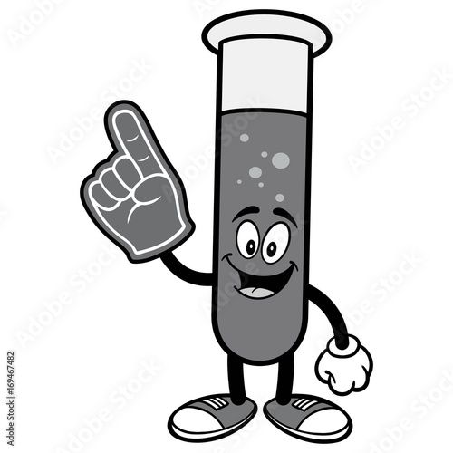 Test Tube with Foam Finger Illustration