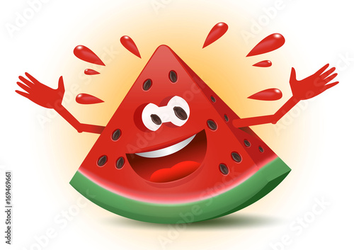 funny watermelon character with arms