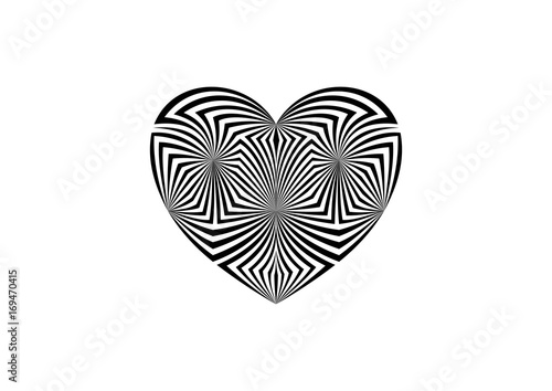 Geometric abstract black and white - heart ornament