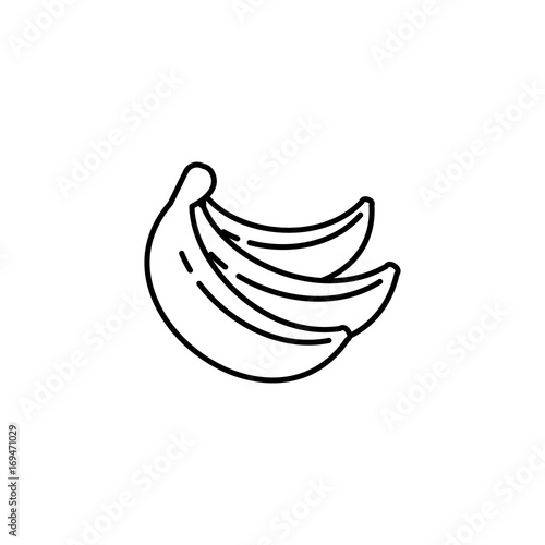 Bananas thin line vector icon. Isolated fruit linear style for menu, label, logo. Simple vegetarian food sign.