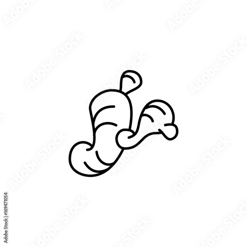 Ginger thin line vector icon. Isolated ginger roots linear style for menu, label, logo. Simple vegetarian food sign.