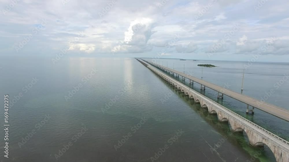 Aerial video of Seven Mile Bridge with Money Key in the distance. Aerial video of Seven Mile Bridge with Money Key in the distance.