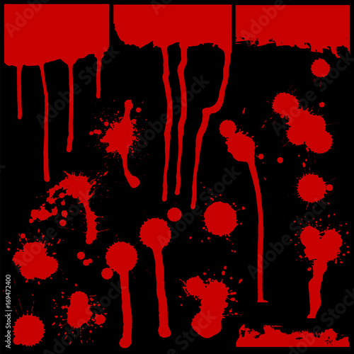 set of red blots of various shapes. Vector illustration.