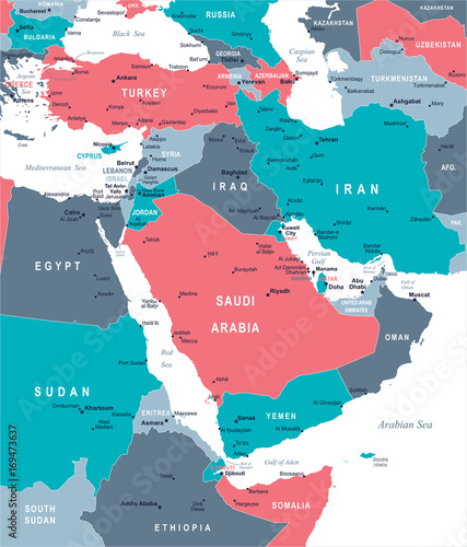 Middle East Map - Vector Illustration