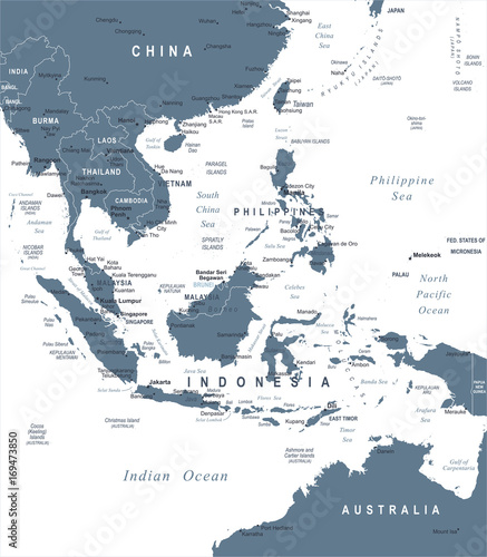 Southeast Asia Map - Vector Illustration