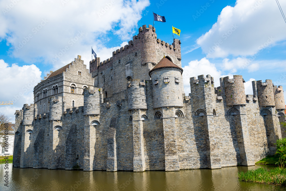 Medieval castle Gravensteen - Castle of the Counts in Ghent, Flanders, Belgium.