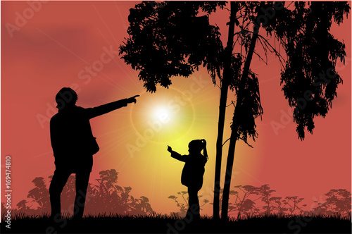 Family silhouettes in nature.