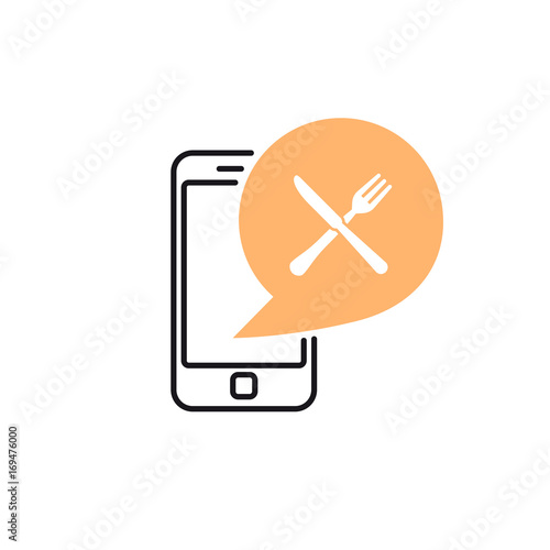 Phone Fork & Knife Cuisine Bubble Icon