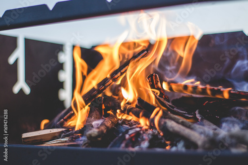 barbecue fire pit close up