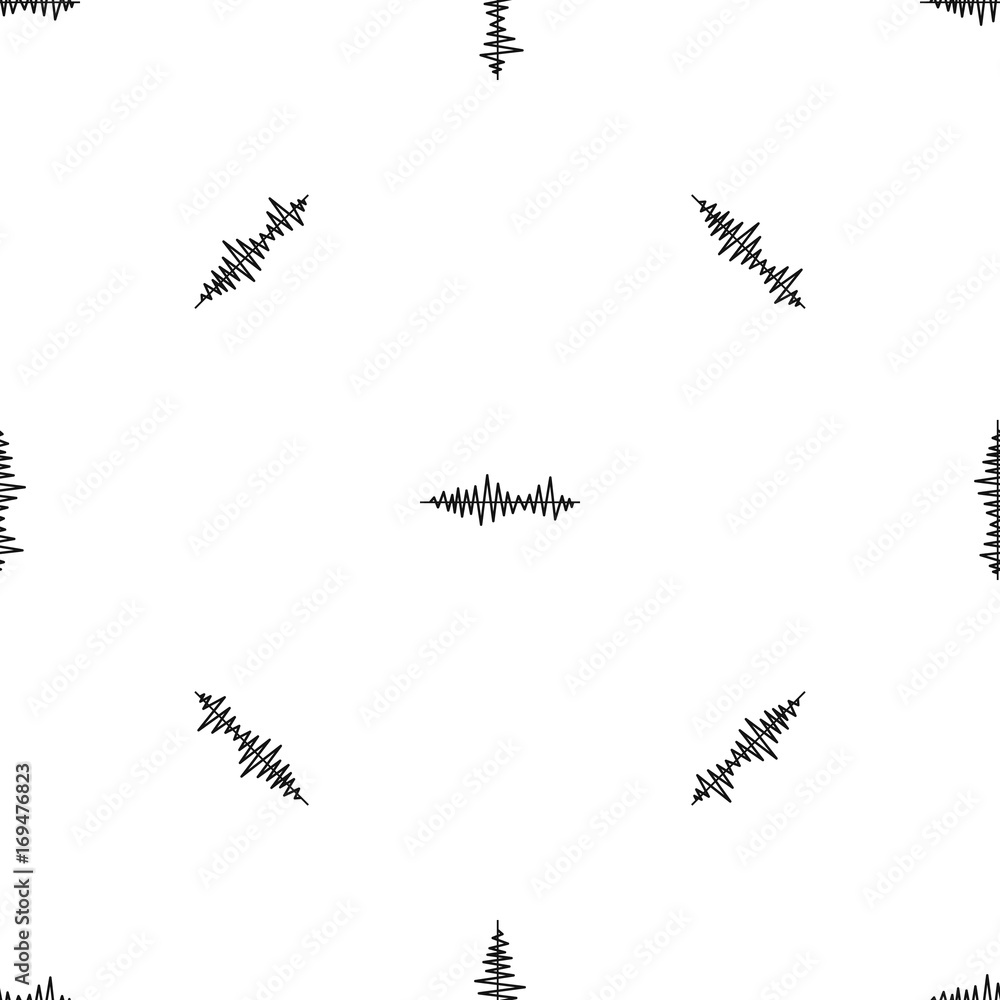 Music sound waves pattern seamless black