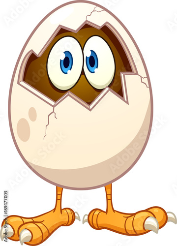 Cartoon chicken egg with eyes popping out. Vector clip art illustration with simple gradients. All in a single layer.