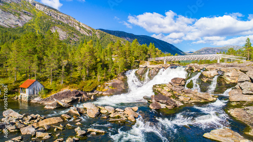 Wallpaper Mural Likhole waterfall. Gaularfjellet, Norway. Torontodigital.ca