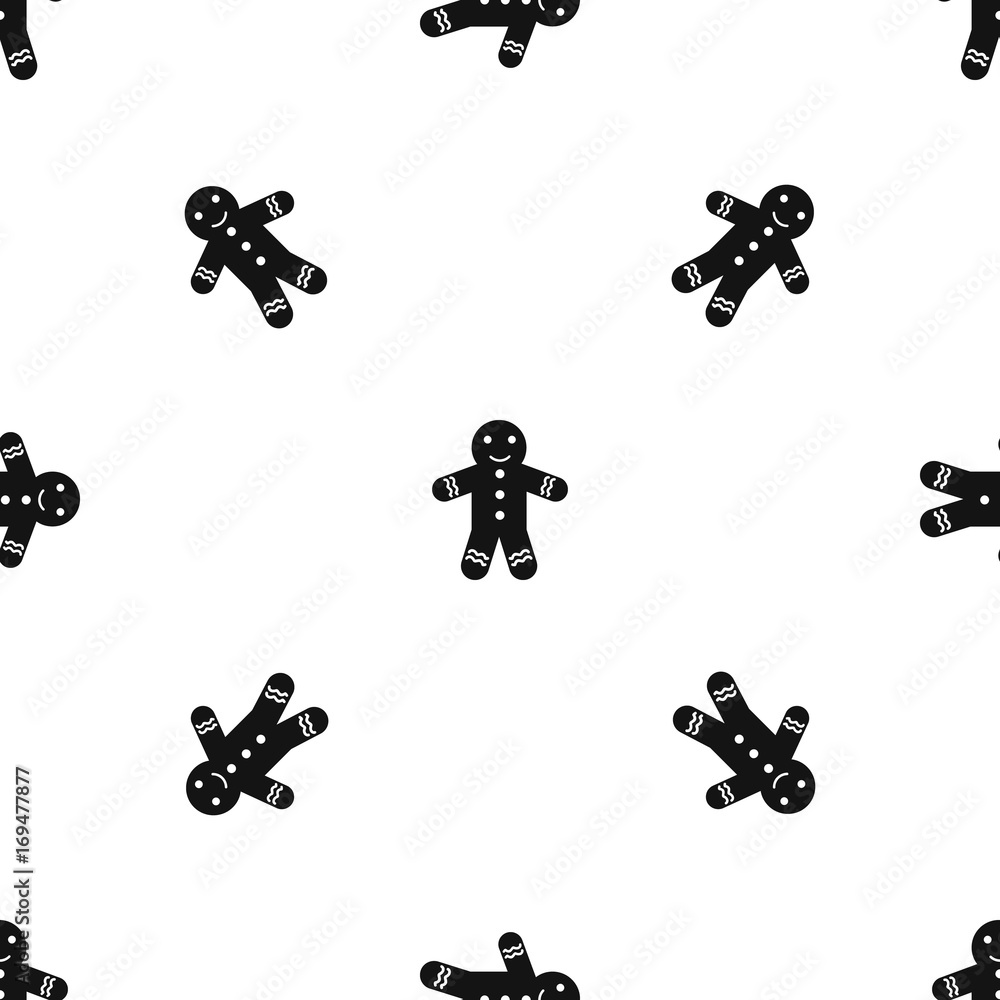 Gingerbread man pattern seamless black