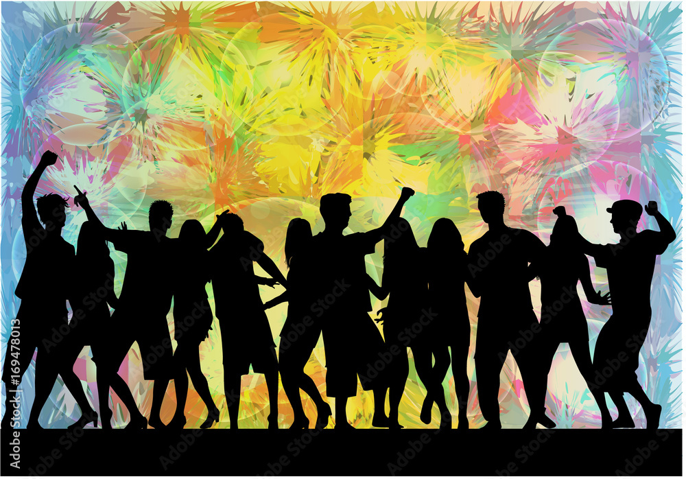Dancing people silhouettes. Abstract background. Dancing people silhouettes. Abstract background.