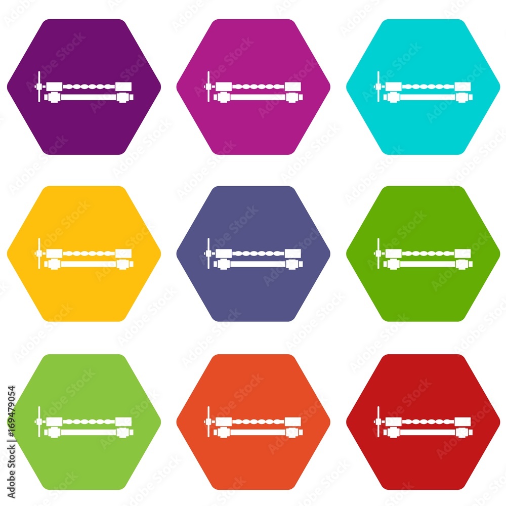 Blacksmiths clamp icon set color hexahedron Blacksmiths clamp icon set color hexahedron