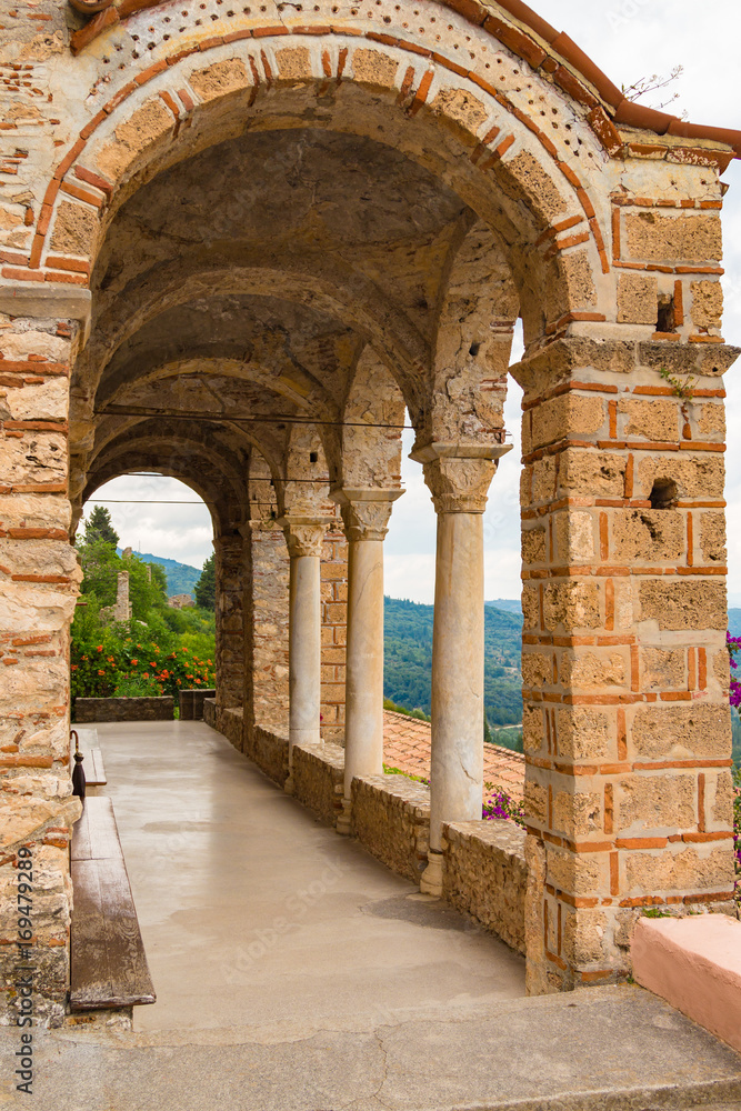 Inside of the monastery of Panayia Pantanassa at the historical site of Mystras, Peloponesse, Greece