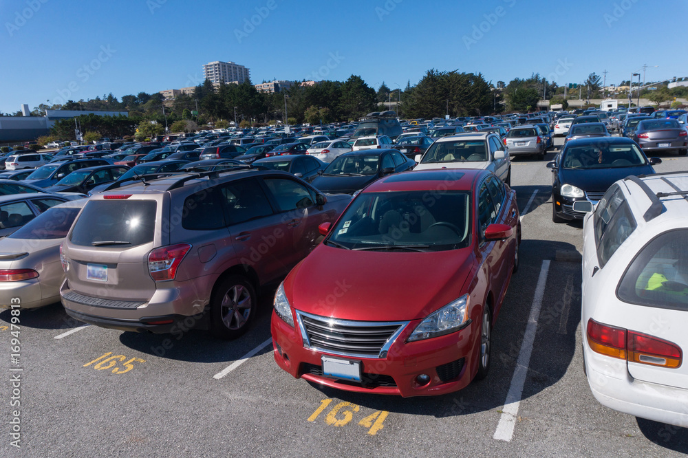 Parking lots with a lot of vehicles in San Francisco California USA Parking lots with a lot of vehicles in San Francisco California USA