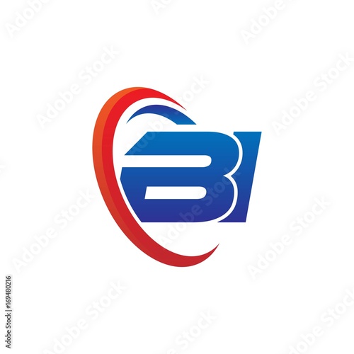 modern dynamic vector initial letters logo bb with circle swoosh red blue