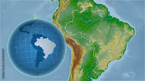 Brazil and Globe. Bumps shaded