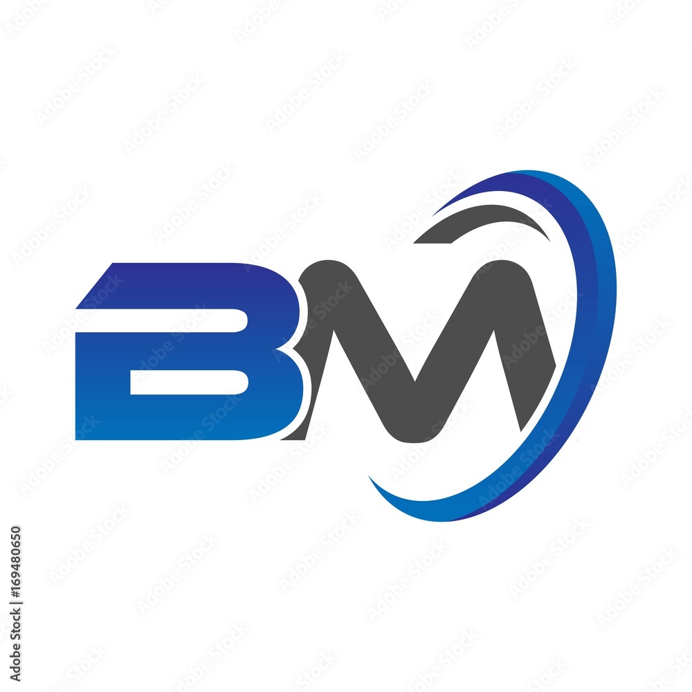 vector initial logo letters bm with circle swoosh blue gray vector initial logo letters bm with circle swoosh blue gray